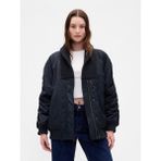 Gap Kadın Lacivert Oversized Triko Kenar Detaylı Bomber Ceket