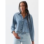 Gap Kadın Mavi Crop Denim Gömlek - 2XL