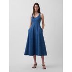 GAP Kadın Mavi Denim Scoop Neck Maxi Elbise