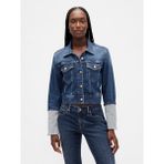Gap Kadın Mavi Pin-Cuff Kısa Kol Icon Denim Ceket - XS