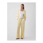 GAP Kadın Sarı Relaxed Keten Karışımlı Wide-Leg Pantolon
