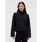 Gap Kadın Siyah Cashsoft Shaker Örgü Turtleneck Kazak - M