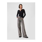 GAP Kadın Siyah High Rise Stride Wide-Leg Jean Pantolon