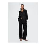 GAP Kadın Siyah Keten Karışımlı Easy Wide Leg Pantolon
