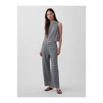 GAP Kadın Siyah Keten Karışımlı Relaxed Straight Ankle Pantolon