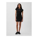 GAP Kadın Siyah Mini Logo Ruched T-Shirt Elbise