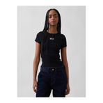 GAP Kadın Siyah Modern Fitilli Logo T-Shirt