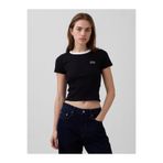 GAP Kadın Siyah Ribbed Logo Baby Crop T-Shirt