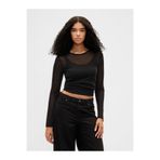 GAP Kadın Siyah Sheer Metallic Mesh T-Shirt