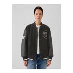 GAP Kadın Siyah Yün Varsity Logo Boyfriend Ceket