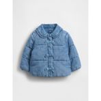 Gap Kız Bebek Açık Mavi Cozy-Lined Denim Puffer Şişme Mont Kısa Kollu Rahat Kesim Özellik - 4 Yaş