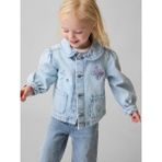 Gap Kız Bebek Açık Mavi Denim Işlemeli Chore Ceket Uzun Kol Standart Kesim Şık Tasarım - 2 Yaş