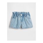 GAP Kız Bebek Açık Mavi Papatya İşlemeli Denim Stride Şort