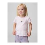 GAP Kız Bebek Açık Pembe Embroidered Logo T-Shirt