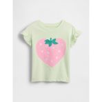 Gap Kız Bebek Açık Yeşil Ruffle 3D Grafik Baskılı T-Shirt - 18 - 24 Ay