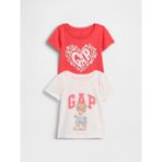 Gap Kız Bebek Beyaz Grafik Baskılı T-Shirt (2’li) - 2 Yaş