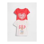 GAP Kız Bebek Beyaz Grafik Baskılı T-Shirt (2’li)