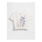 GAP Kız Bebek Beyaz Organik Pamuk Bow Grafik Baskılı T-Shirt