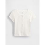 Gap Kız Bebek Beyaz Pointelle Fitilli T-Shirt - 5 Yaş