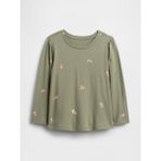 Gap Kız Bebek Haki Puff Sleeve Bisiklet Yaka T-Shirt - Yeşil - 12 - 18 Ay