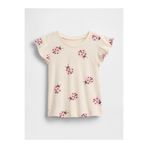 GAP Kız Bebek Kırık Beyaz Flutter Sleeve T-Shirt