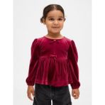 GAP Kız Bebek Kırmızı Kadife Fiyonk T-Shirt, 3 Yaş