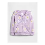 GAP Kız Bebek Lila Relaxed Logo Fransız Havlu Kumaş Fermuarlı Sweatshirt