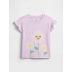 Gap Kız Bebek Lila Ruffle 3D Grafik Baskılı T-Shirt - 18 - 24 Ay