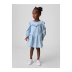GAP Kız Bebek Mavi Denim Ruffle Heart Elbise