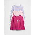 Gap Kız Bebek Pembe 3'lü Bisiklet Yaka T-Shirt Seti - 6 - 12 Ay