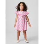 Gap Kız Bebek Pembe Çiçek Desenli Fırfırlı Elbise - 4 Yaş