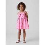 Gap Kız Bebek Pembe Çiçekli Eyelet Kemerli Elbise - 6 - 12 Ay