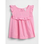 Gap Kız Bebek Pembe Keten Karışımı Ruffle Bluz - 3 Yaş