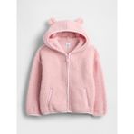 GAP Kız Bebek Pembe Sherpa Bear Fermuarlı Sweatshirt, 2 Yaş