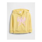 GAP Kız Bebek Sarı Relaxed Logo Fransız Havlu Kumaş Fermuarlı Sweatshirt