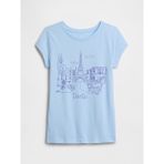 Gap Kız Çocuk Açık Mavi Grafik Baskılı T-Shirt - XS