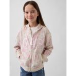 Gap Kız Çocuk Açık Pembe Relaxed Gap Logo Fransız Havlu Kumaş Fermuarlı Sweatshirt