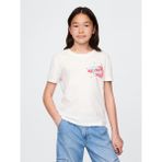 Gap Kız Çocuk Beyaz Grafik Baskılı T-Shirt - XL