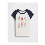 GAP Kız Çocuk Beyaz Grafik Baskılı T-Shirt
