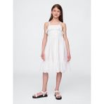 GAP Kız Çocuk Beyaz Kids Smocked Ruffle Midi Elbise