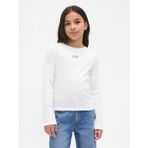Gap Kız Çocuk Beyaz Örgülü Gap Logo T-Shirt - XS