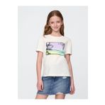 GAP Kız Çocuk Beyaz Relaxed Grafik T-Shirt