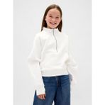 Gap Kız Çocuk Beyaz Vintagesoft Gap Logo Yarım Fermuarlı Pullover Sweatshirt
