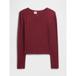 Gap Kız Çocuk Bordo Fitilli Pointelle T-Shirt - M