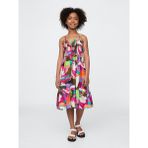 Gap Kız Çocuk Çiçek Desenli Kids Smocked Ruffle Midi Elbise - XL