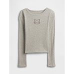 Gap Kız Çocuk Gri Fitilli Pointelle T-Shirt - XS