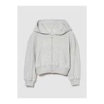 GAP Kız Çocuk Gri VintageSoft Terry Oversized Crop Logo Fermuarlı Sweatshirt