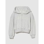 GAP Kız Çocuk Gri VintageSoft Terry Oversized Crop Logo Fermuarlı Sweatshirt