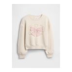 GAP Kız Çocuk Kırık Beyaz Oversized Grafik Sweatshirt