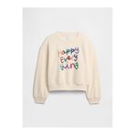 GAP Kız Çocuk Kırık Beyaz Oversized Logo Grafik Baskılı Sweatshirt